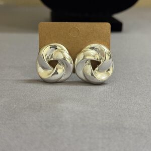 Vintage Napier Earrings Silver Tone Knot Stud Clip On Womens Statement Jewelry